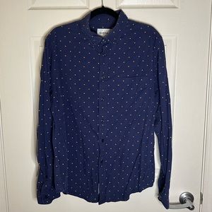 Goodfellow & Co navy w orange long sleeve button down shirt - Size L